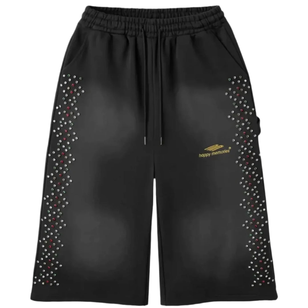 Happy Memories Don't Die Crystal 3/4 Sweatshorts Black
