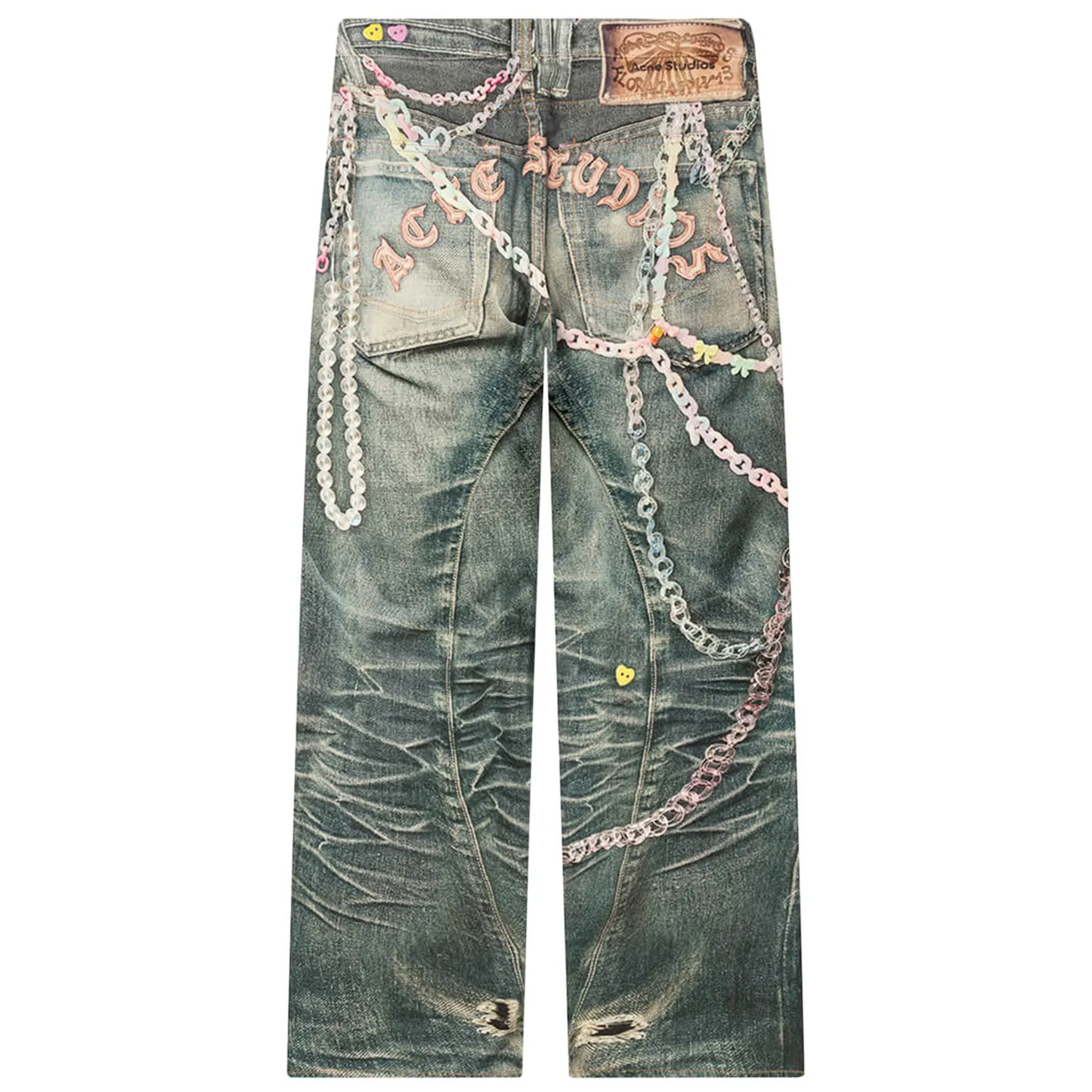 Acne Studios Keychain Print Baggy Fit Jeans 1981M Mid Blue