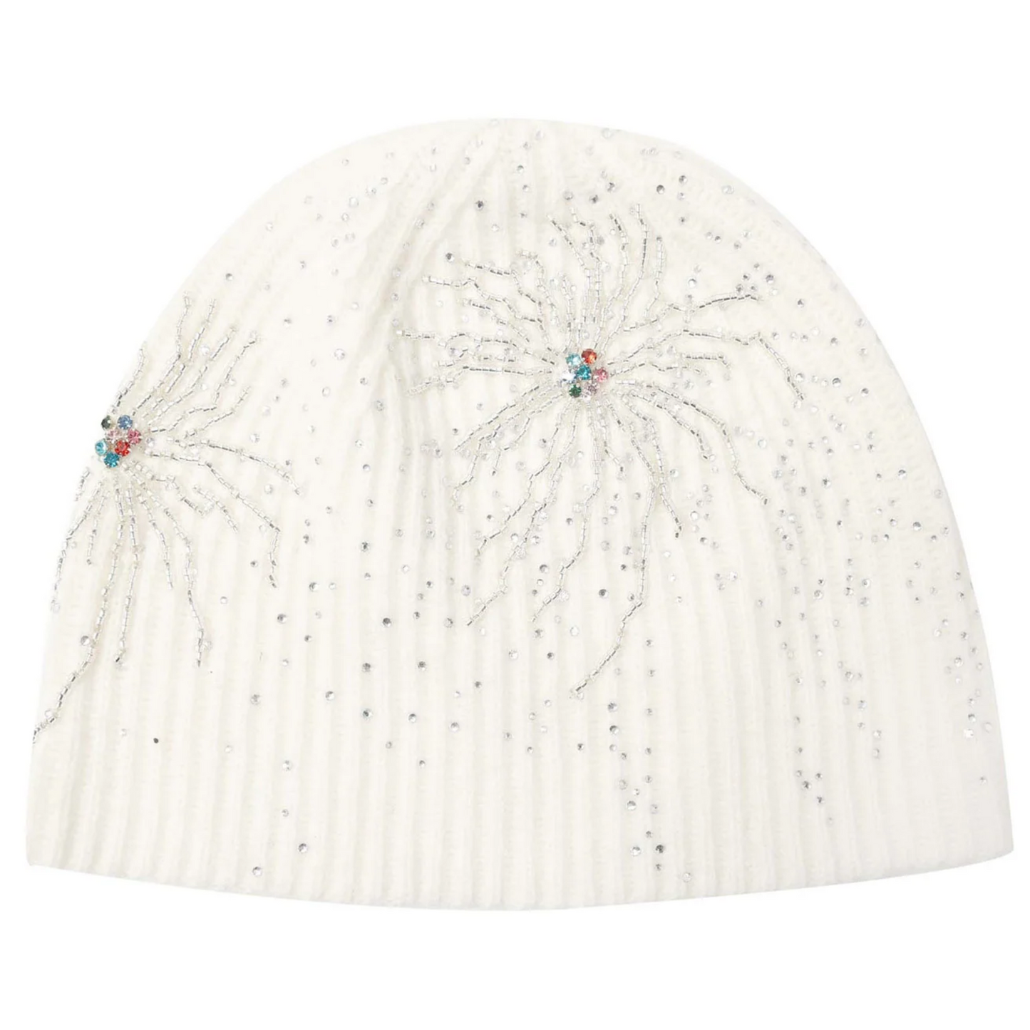 Birth of Royal Child Fireworks Studded Beaded Beanie White