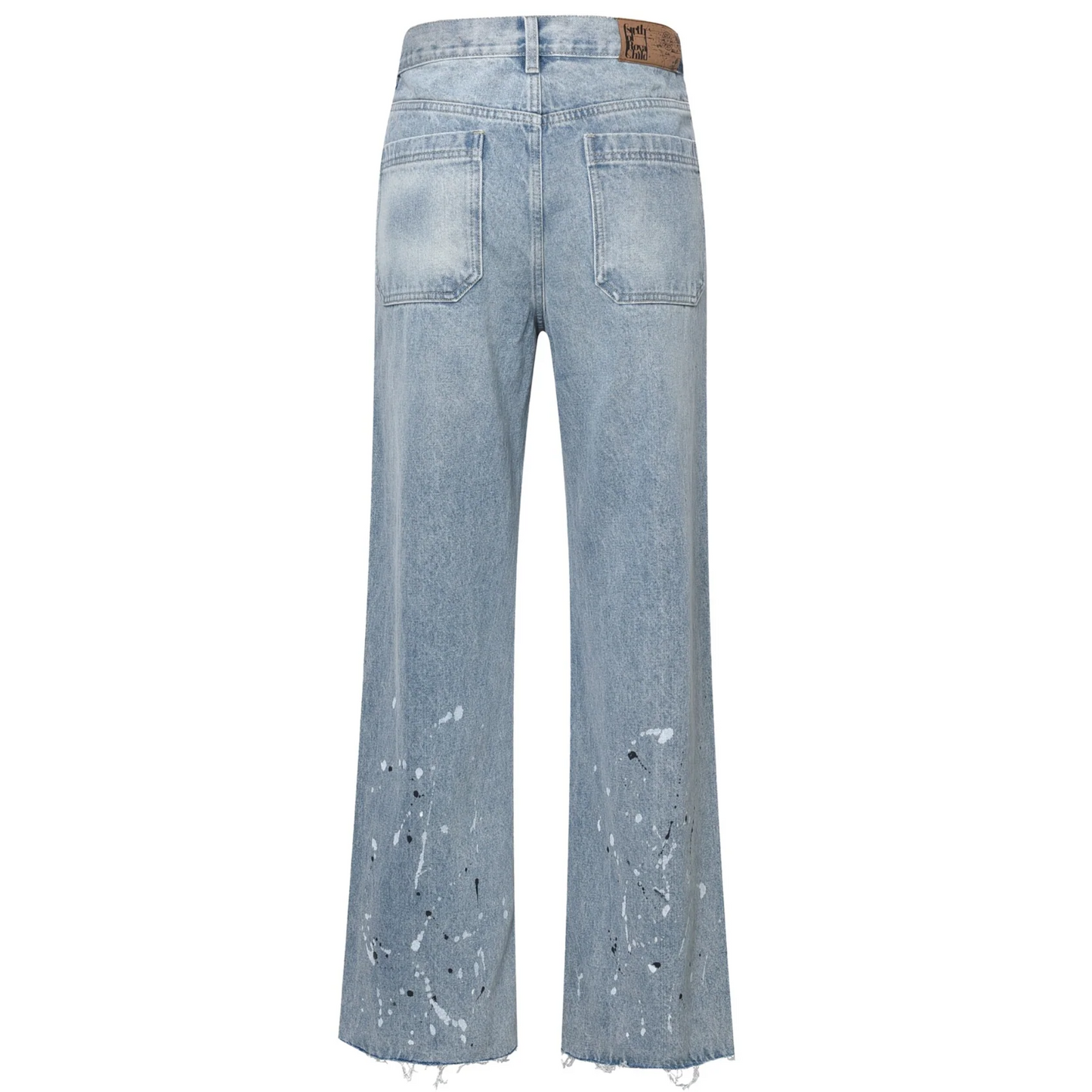 Birth of Royal Child Chain Ink Print Detailed Patch Jeans