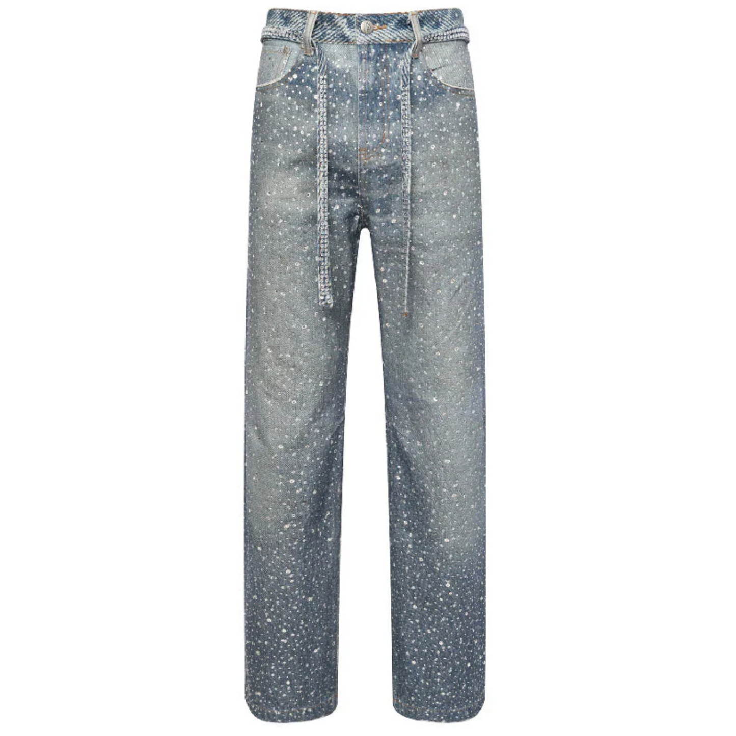 Birth of Royal Child 3D Printing Washed 20k Swarovski Diamond Boro Denim Blue