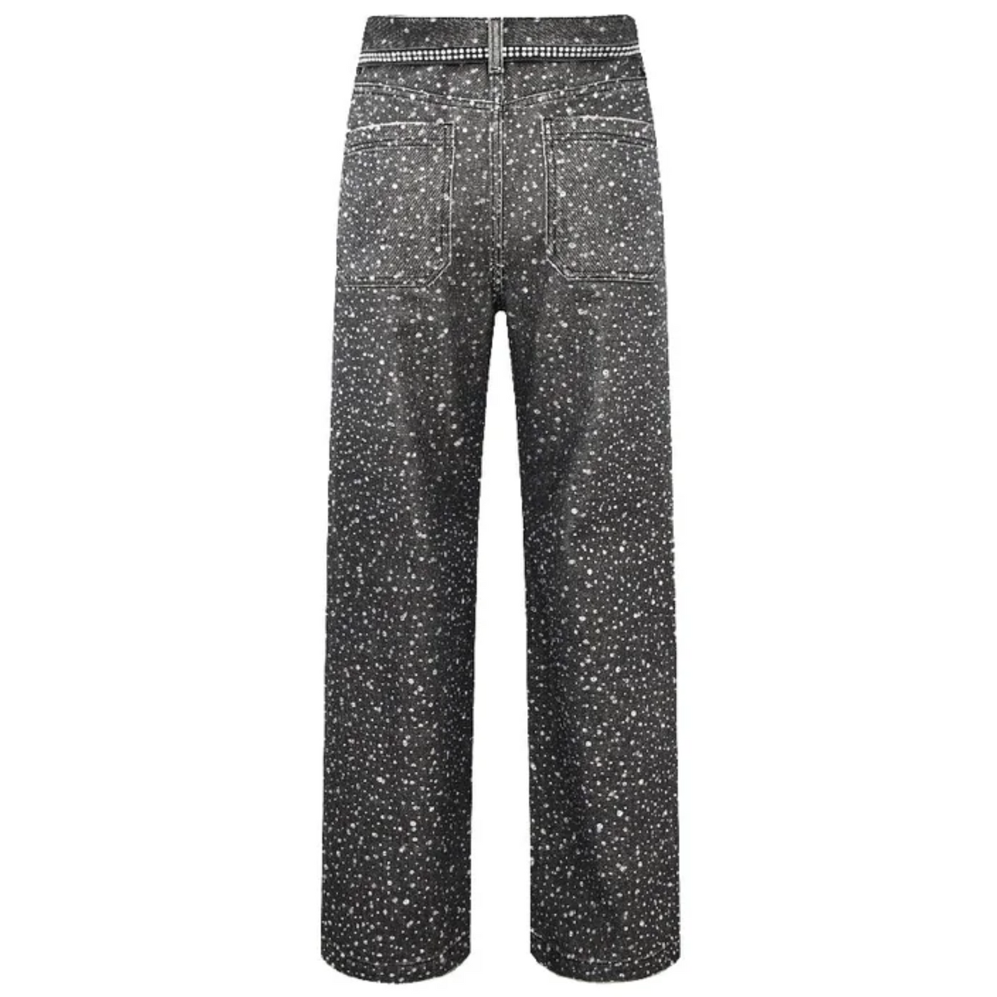 Birth of Royal Child 3D Printing Washed 20k Swarovski Diamond Boro Denim Black