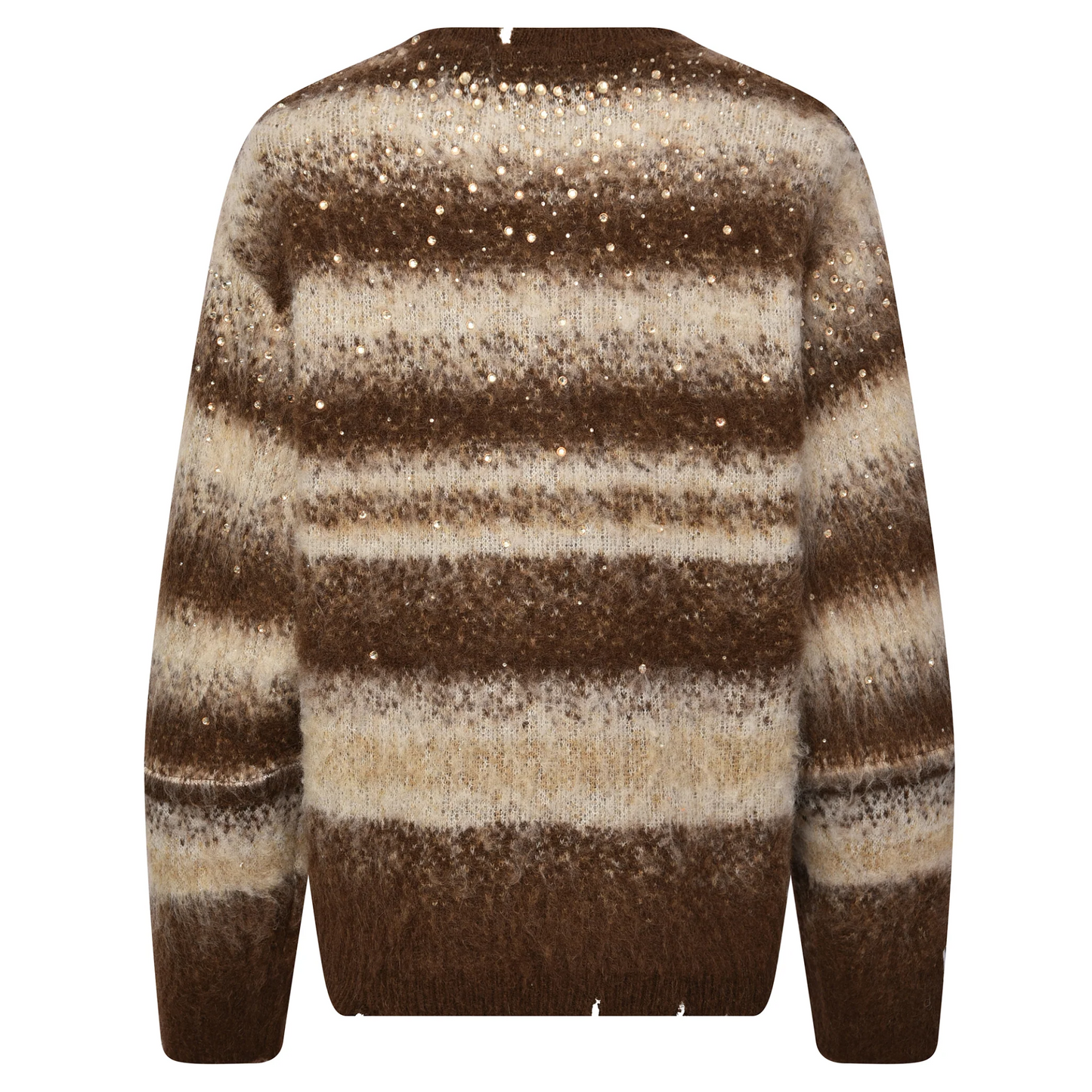 Birth of Royal Child Rhinestone Encrusted Mohair Blend Sweater Brown