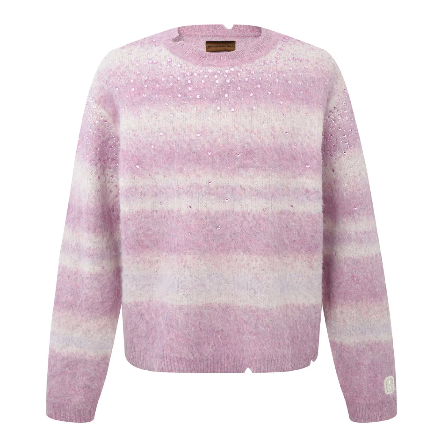 Birth of Royal Child Rhinestone Encrusted Mohair Blend Sweater Pink
