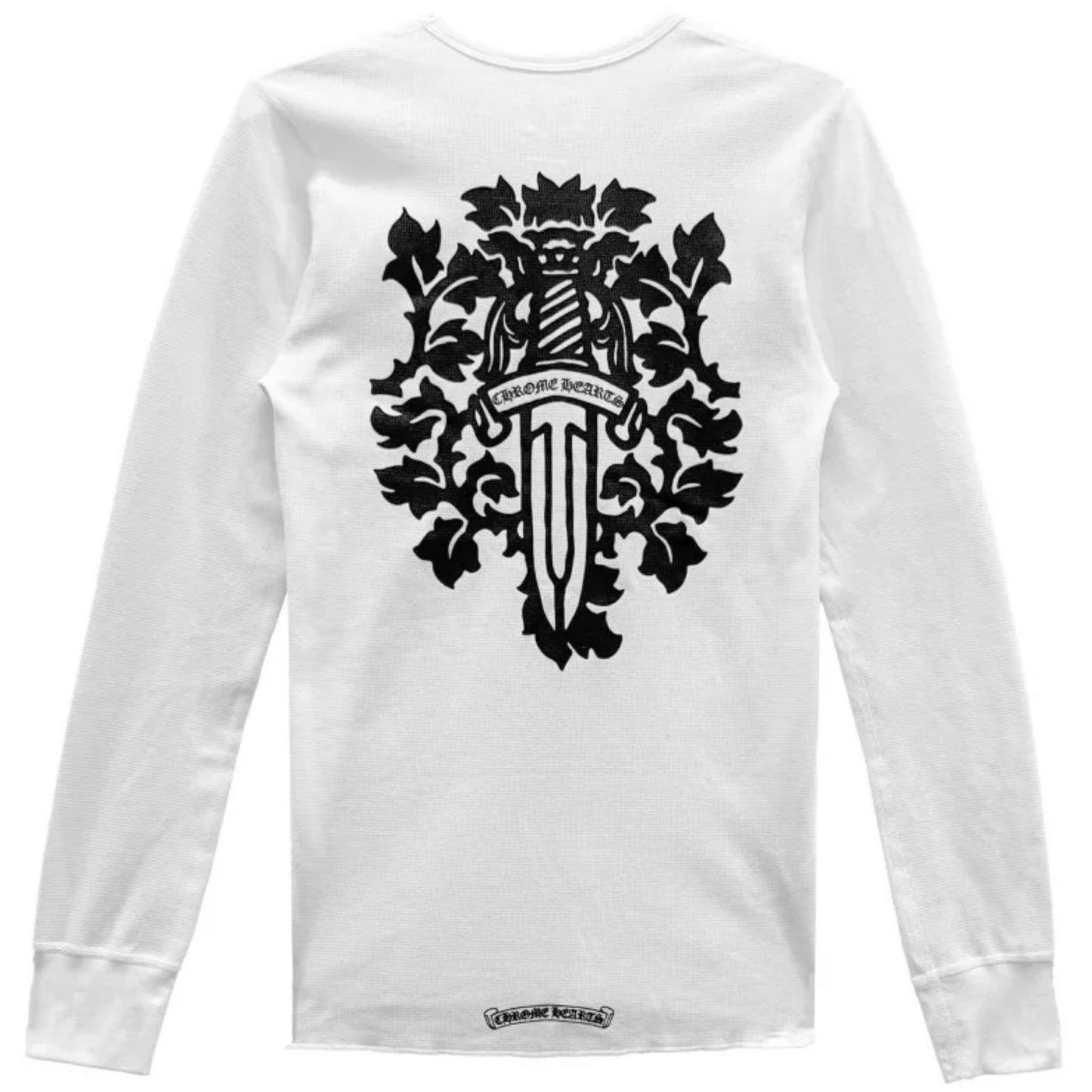 Chrome Hearts Dagger Logo White Waffle Thermal Long Sleeve Tee