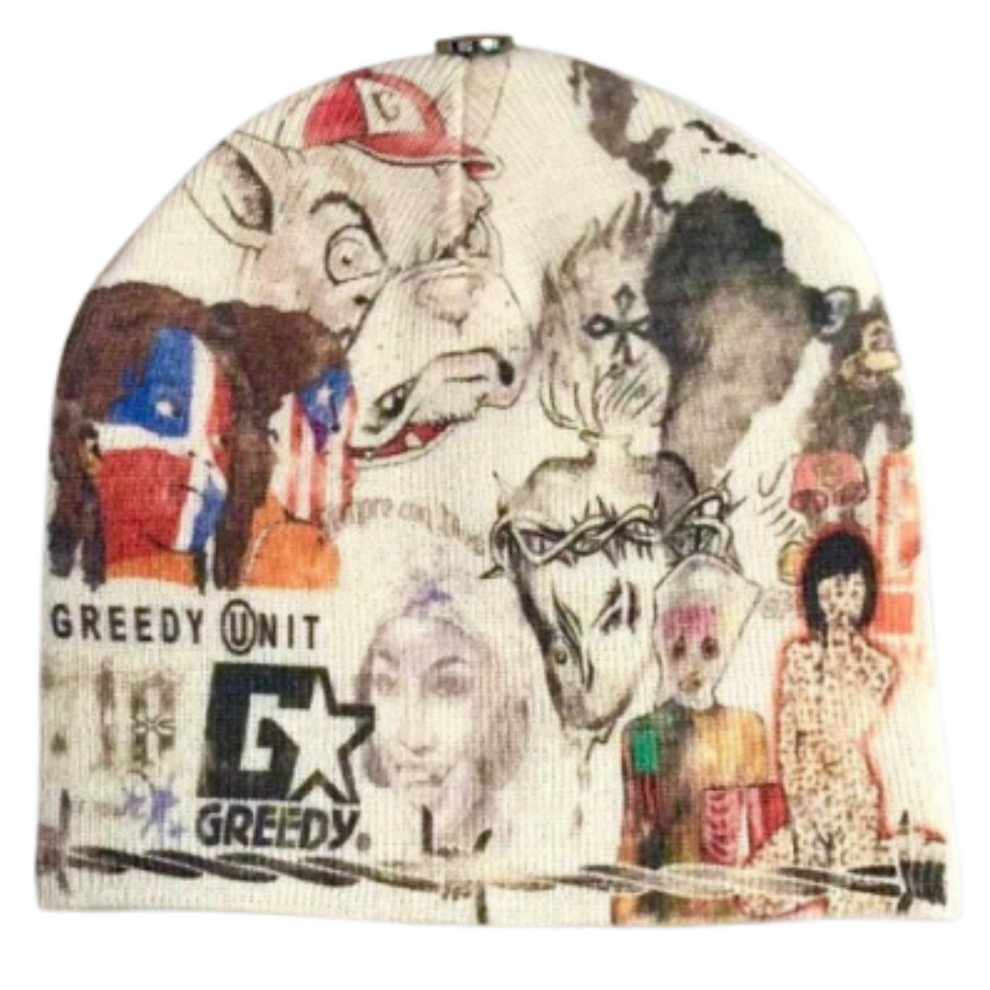 Greedy Unit All Over Print Beanie Cream