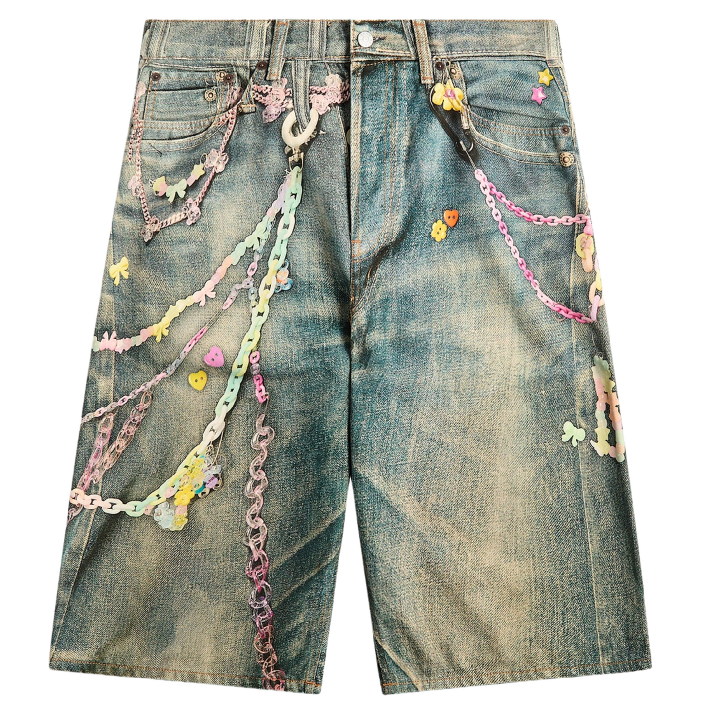 Acne Studios Keychain Denim Shorts Mid Blue