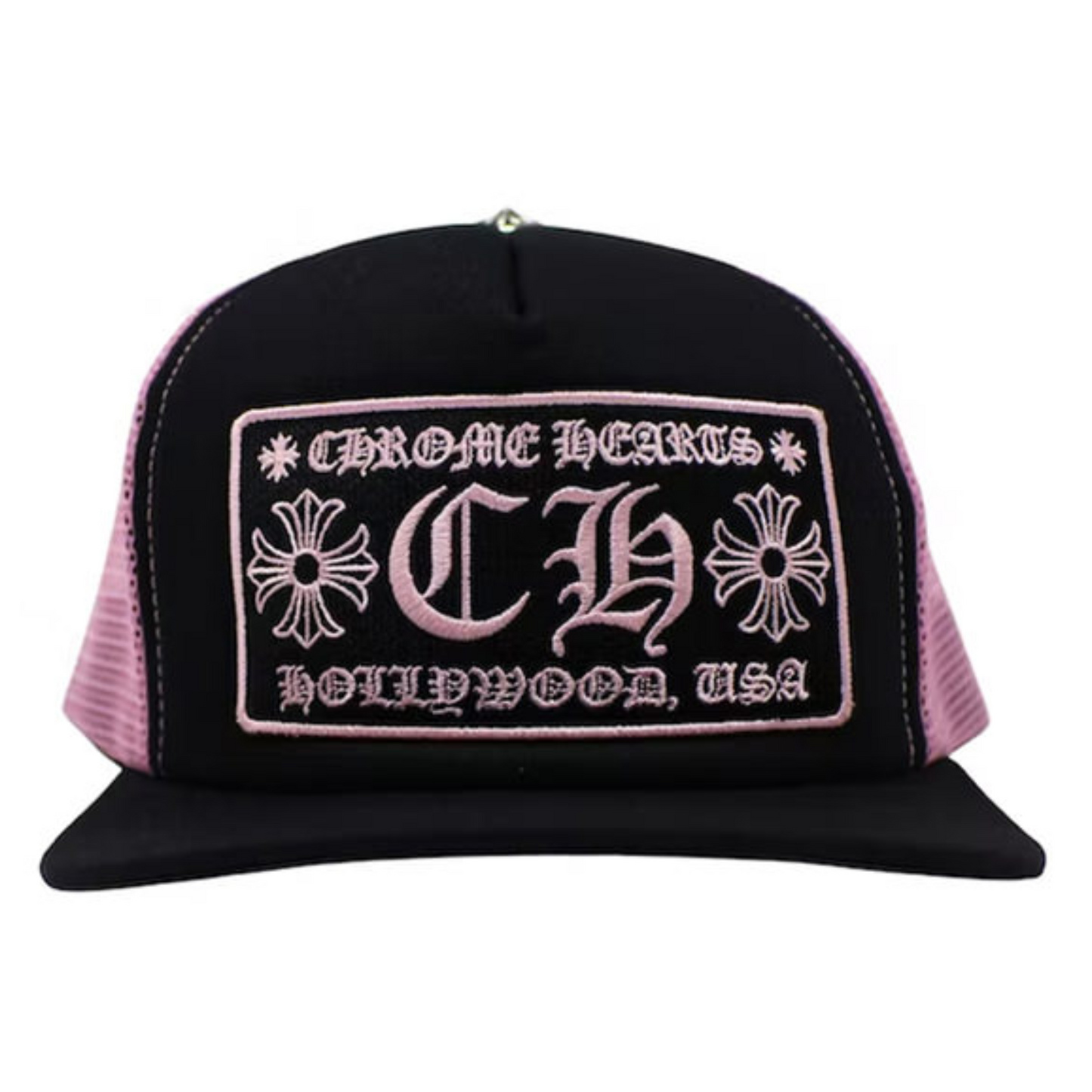 Chrome Hearts CH Hollywood Trucker Hat Black/Pink