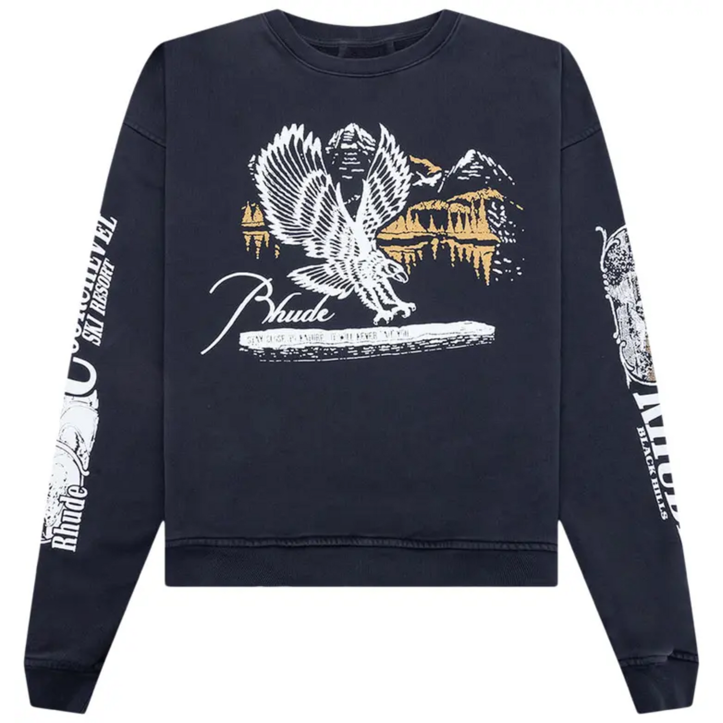 Rhude Pennant Flag Crewneck Vintage Black