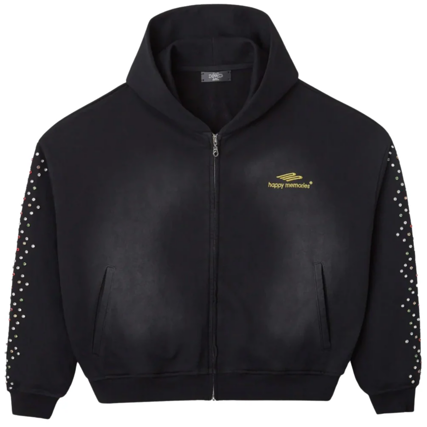 Happy Memories DON'T DIE HMDD Crystal Zip Up Hoodie Black