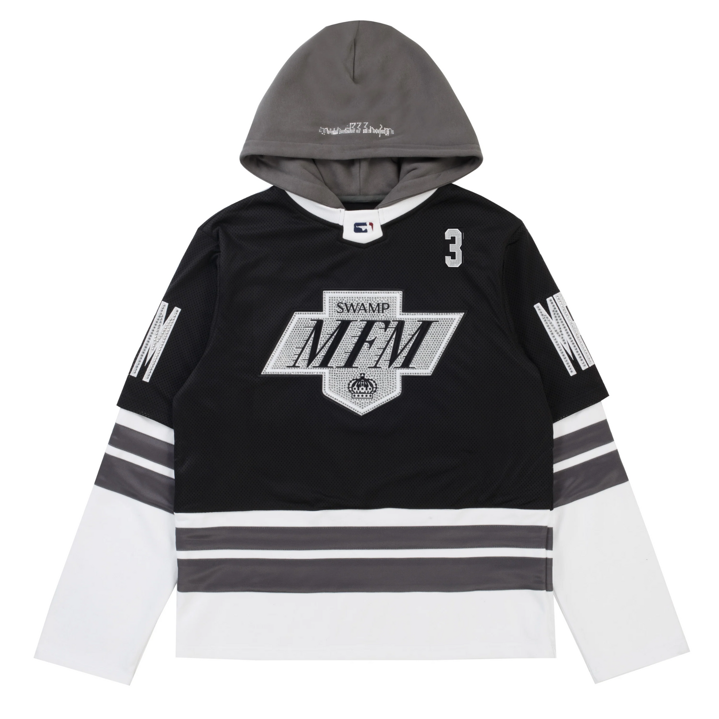 Murd333r.FM LA IC333 Hoodie Hockey Jersey Black GoldKard