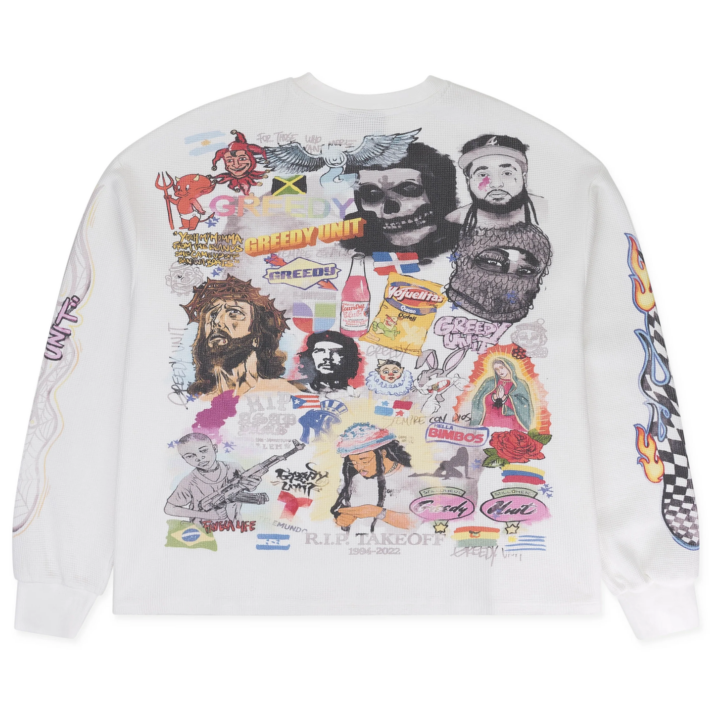 Greedy Unit All-Over Print Long-Sleeve Thermal White