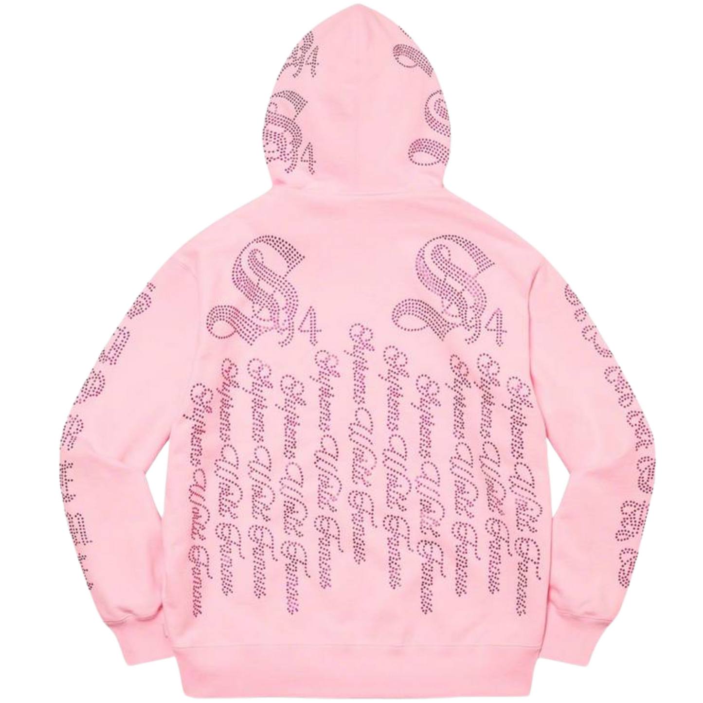 Supreme Rhinestone Zip Up Hoodie Light Pink