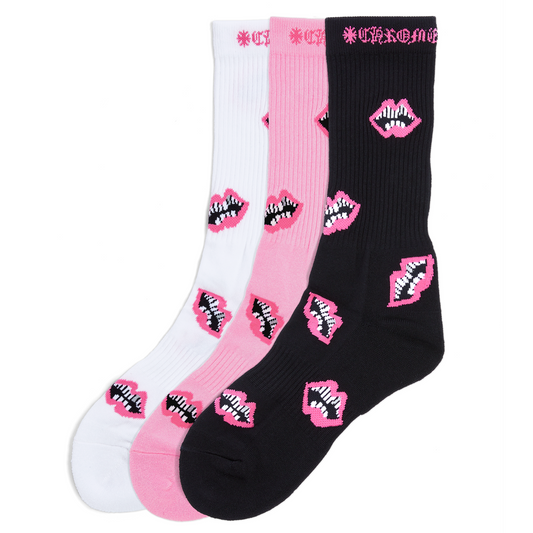 Chrome Hearts Chomper Socks White/Pink/Black
