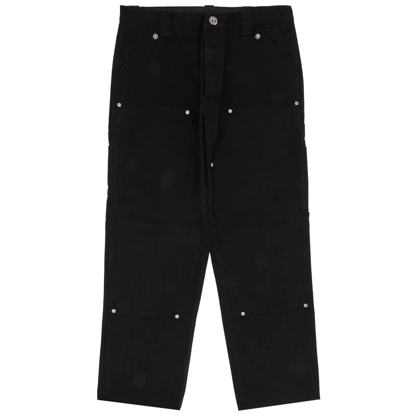 Chrome Hearts Double Knee Carpenter Black Canvas Pants