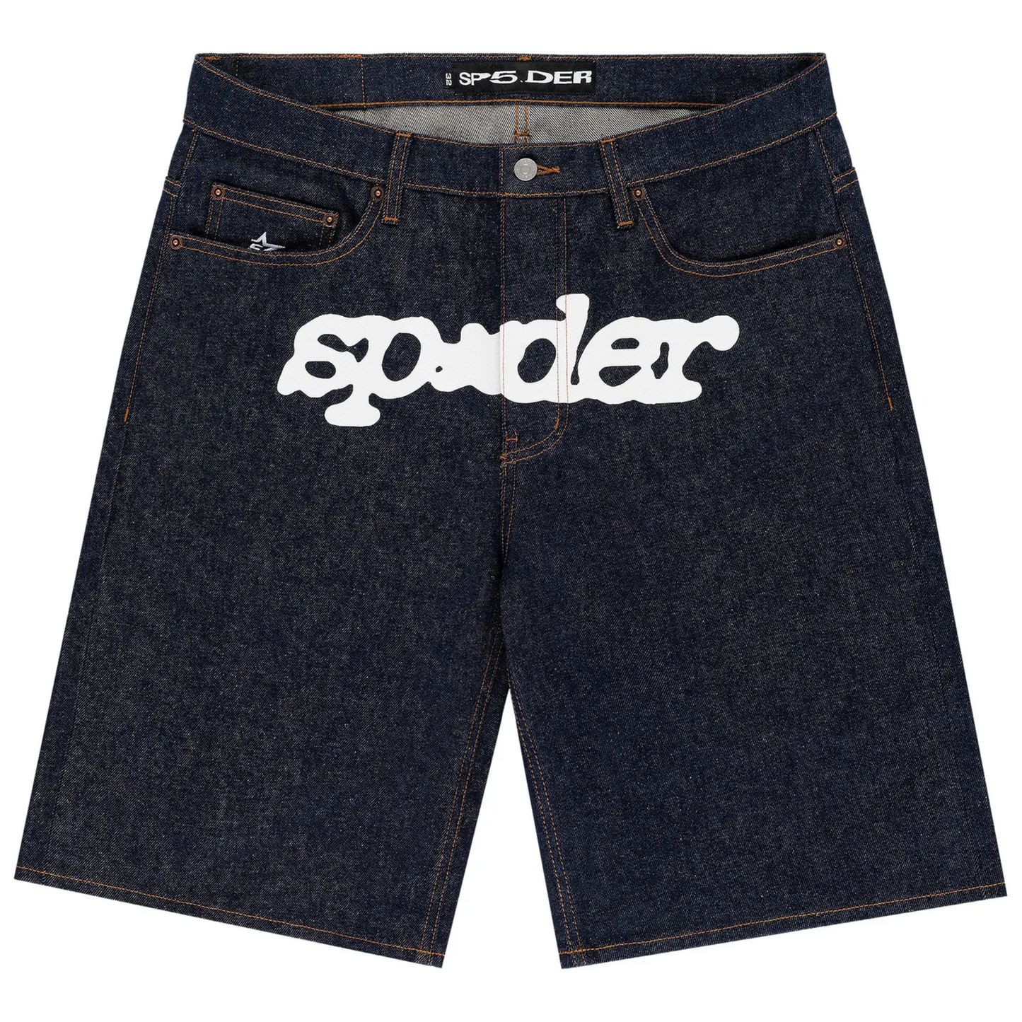Sp5der V3 Logo Denim Short Indigo Denim
