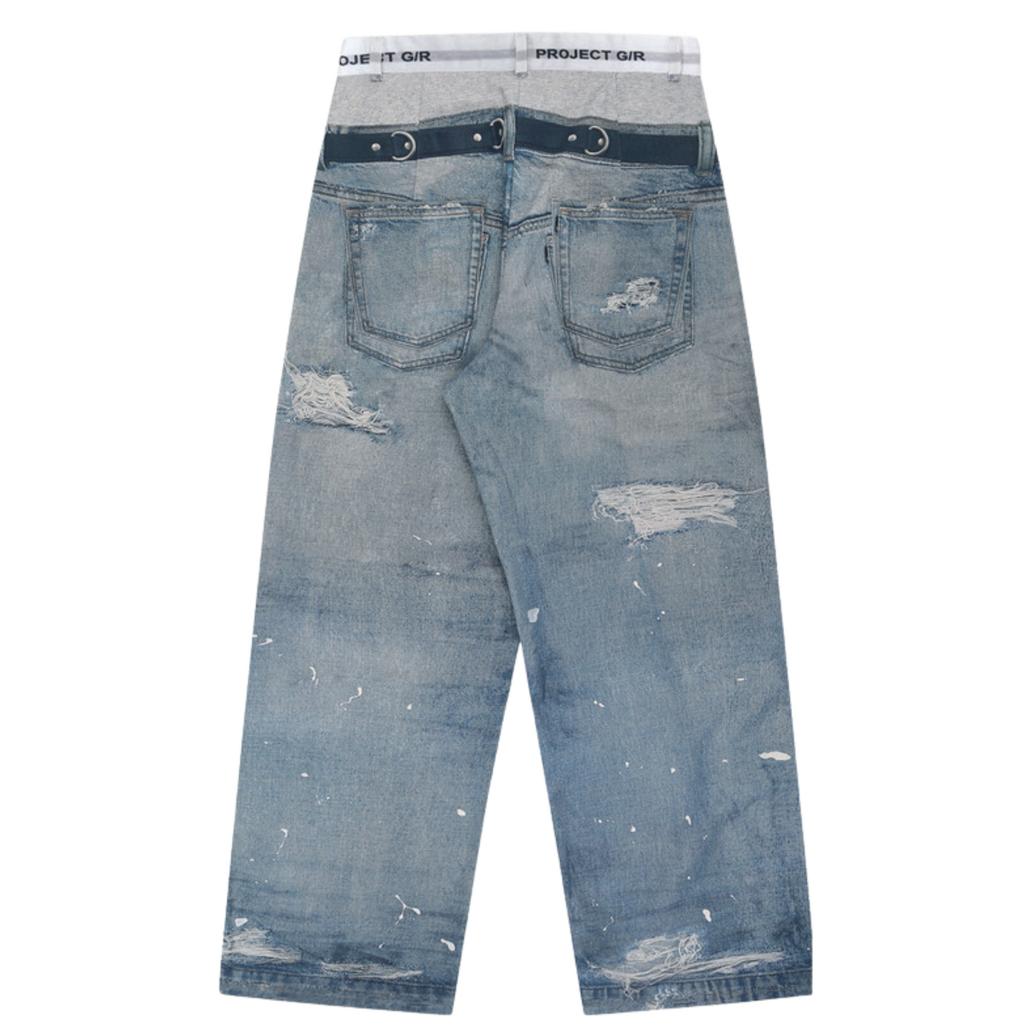 Project G/R Trompe-L'oeil Denim Printed Pants