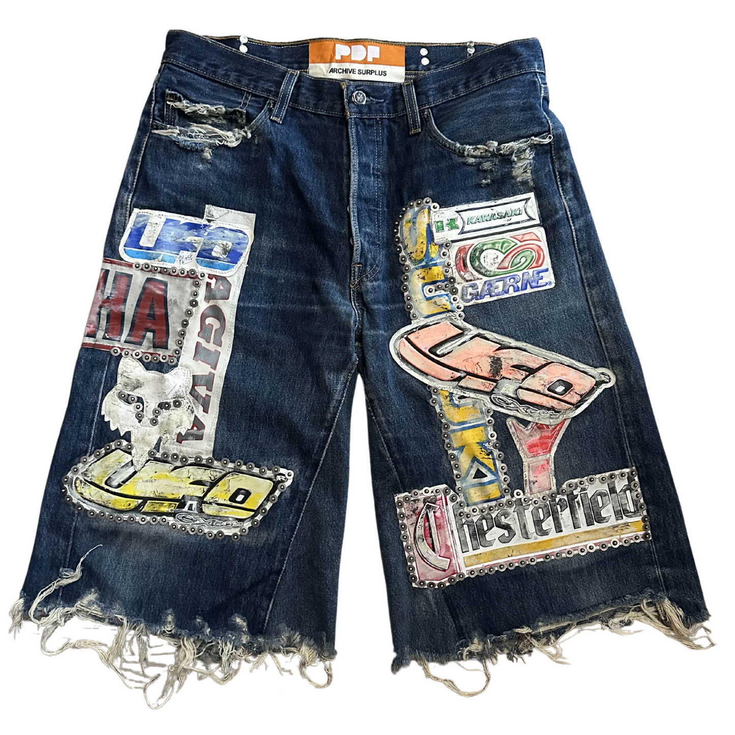 PDF Channel x Mannahatta Studded Biker Denim Shorts