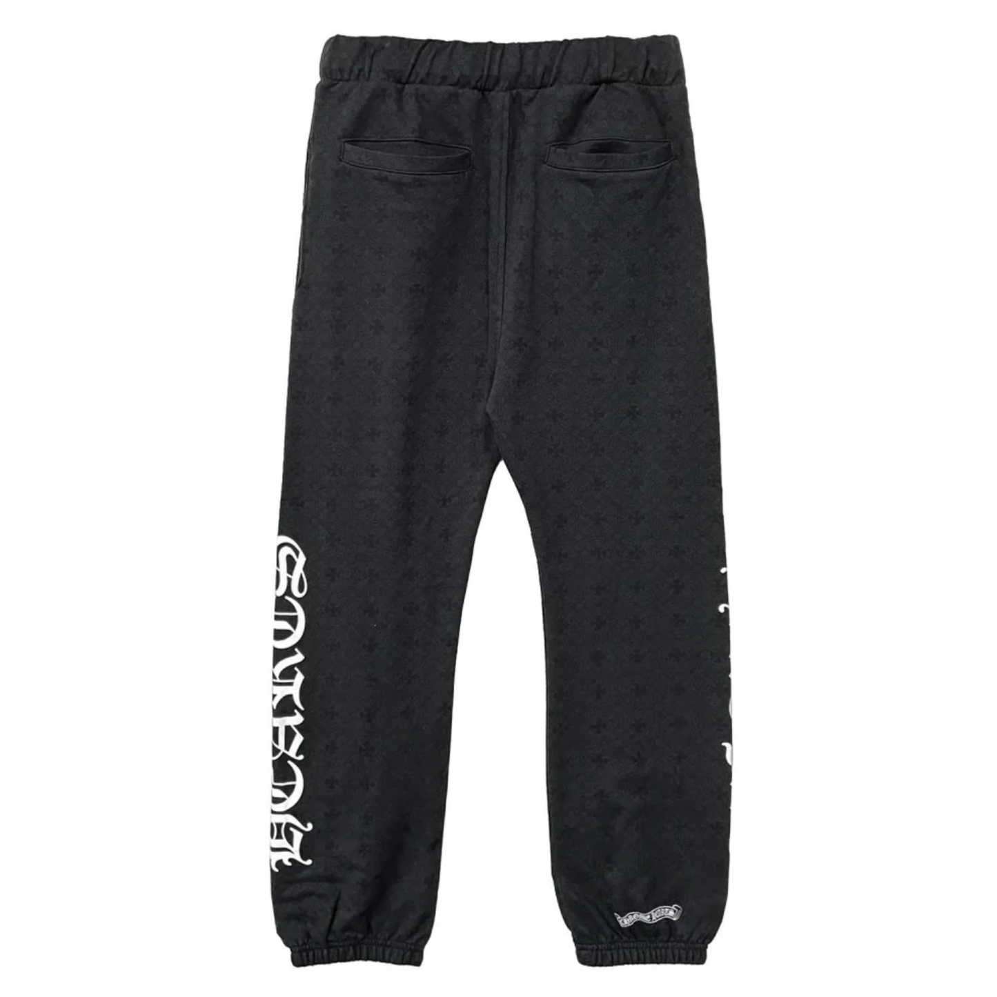 Chrome Hearts Black Cross Pattern Horseshoe Script Logo Sweatpants