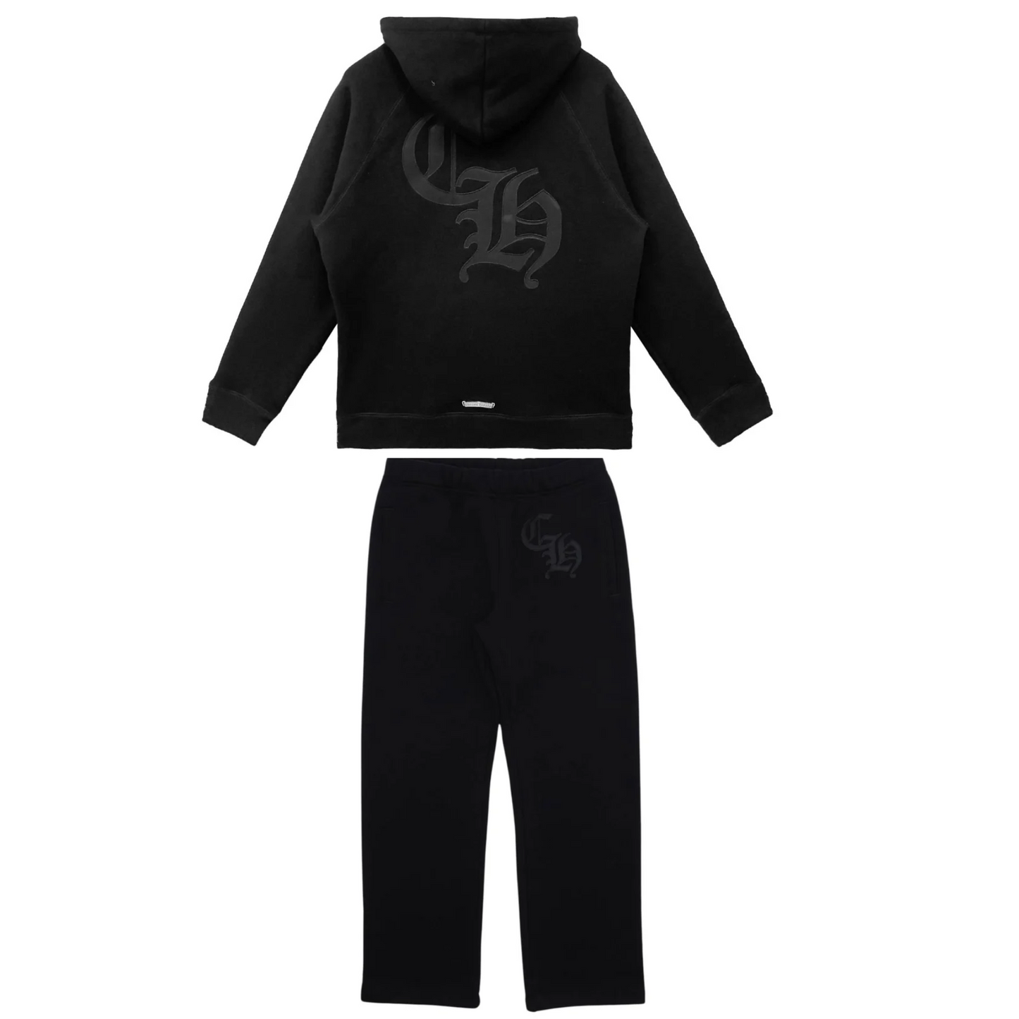 Chrome Hearts CH Logo Cross Leather Patch Black Sweatsuit