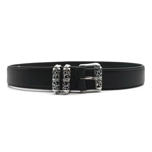 Chrome Hearts Black Leather Roller Belt