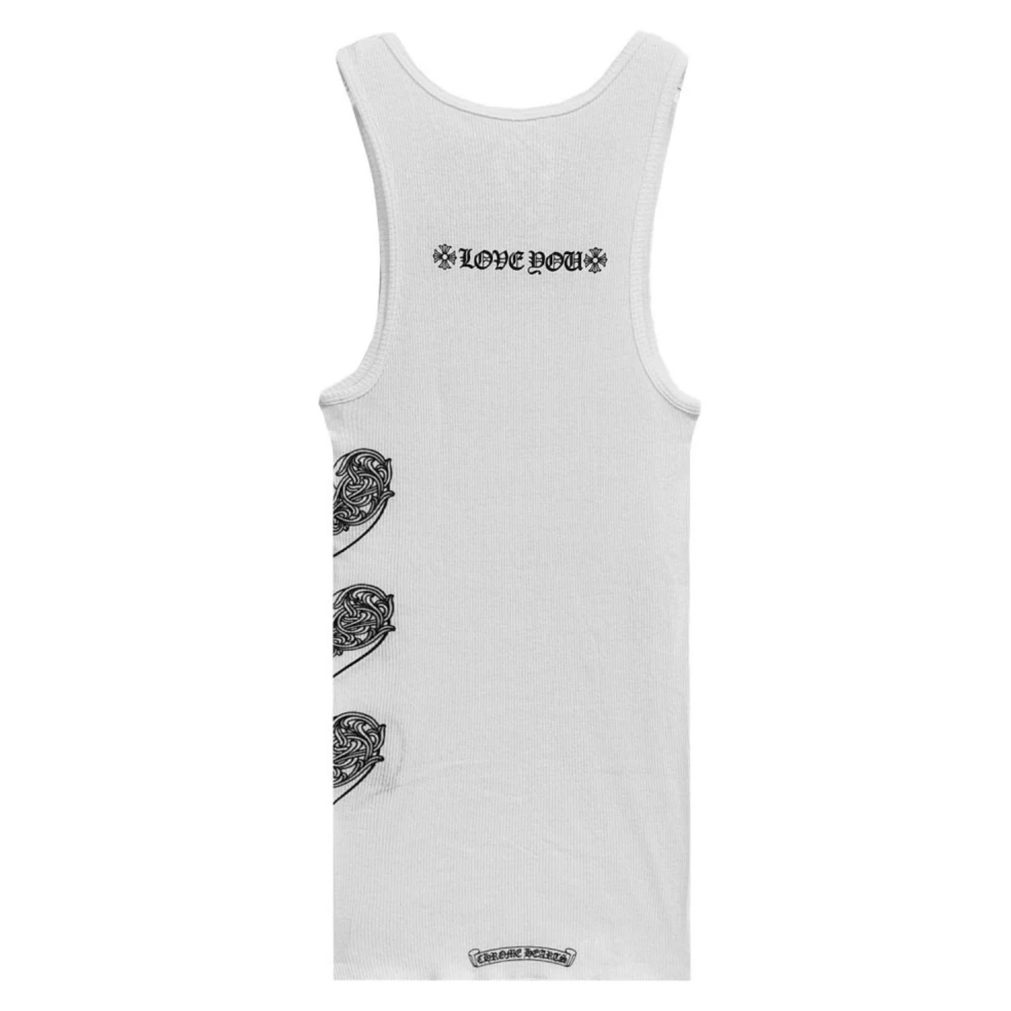 Chrome Hearts LOVE U Vine Heart White Rib Tank Top