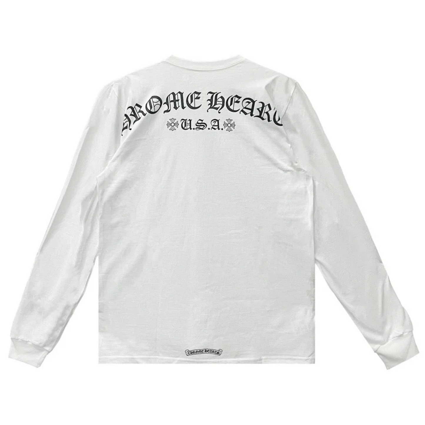 Chrome Hearts White USA Script Long Sleeve Tee
