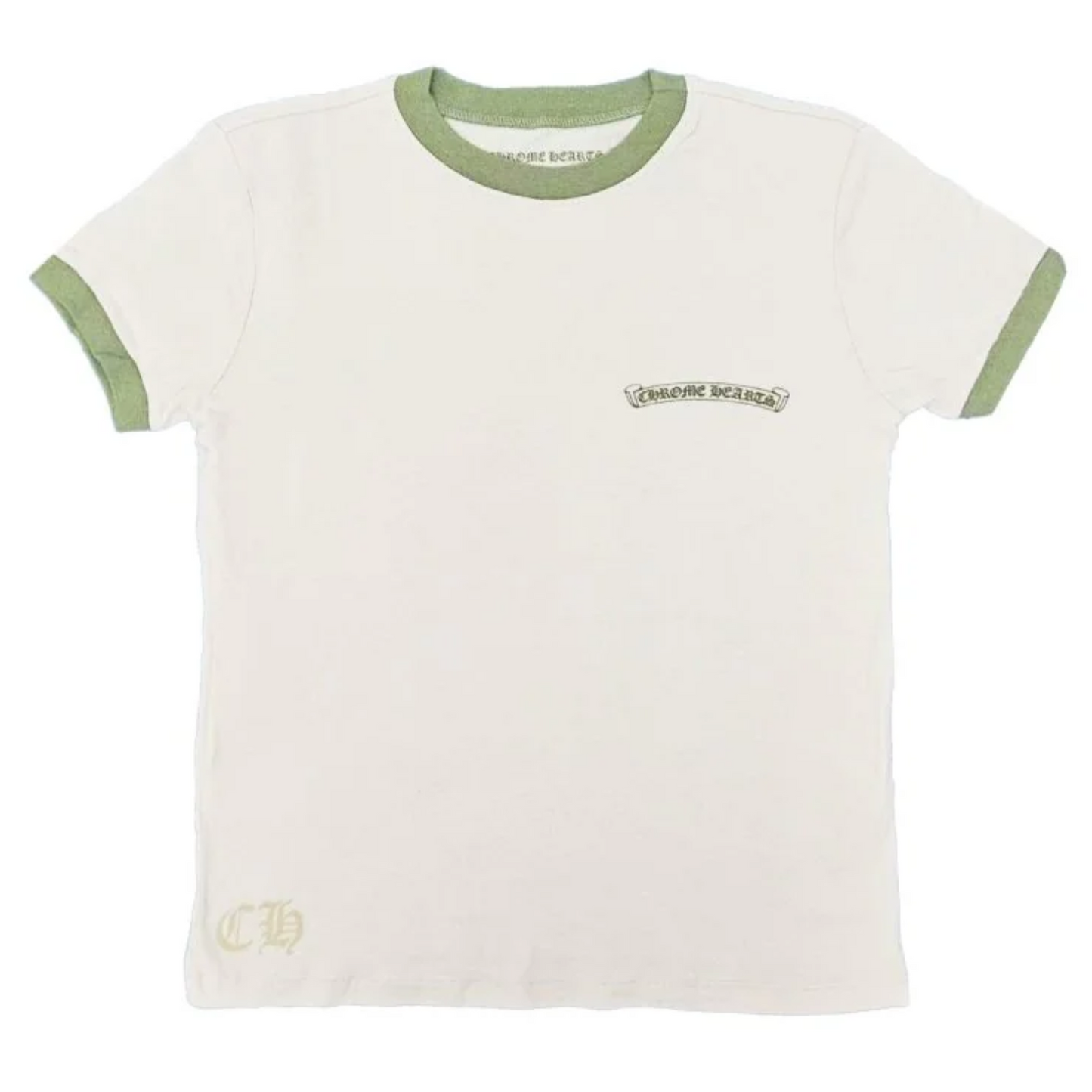Chrome Hearts Green&White Horseshoe Logo Short Sleeve Tee