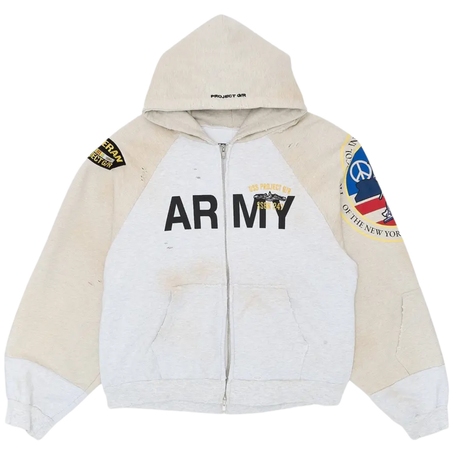 Project G/R Reconstructed Folded Zip Hoodie Dirty Melange NYC Exclusive