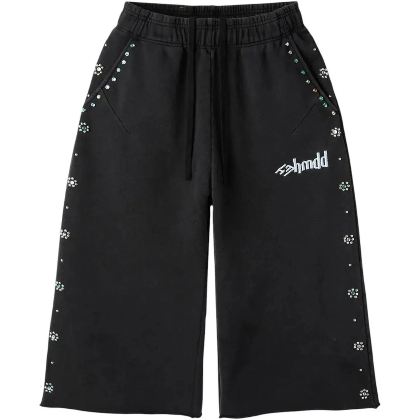 Happy Memories Don't Die HMDD Flower Studded 3/4 Shorts Black