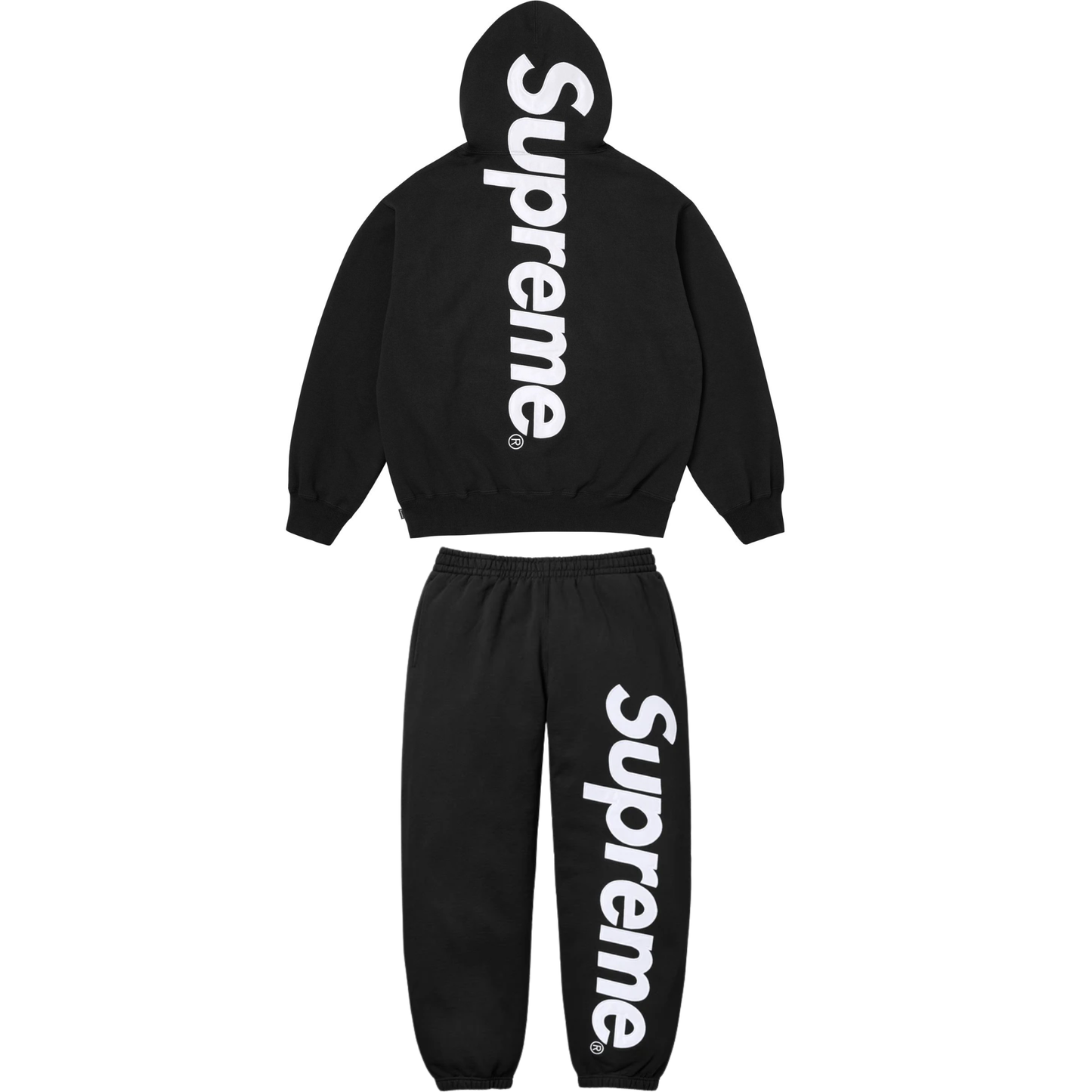 Supreme Satin Appliqué Sweatsuit Black