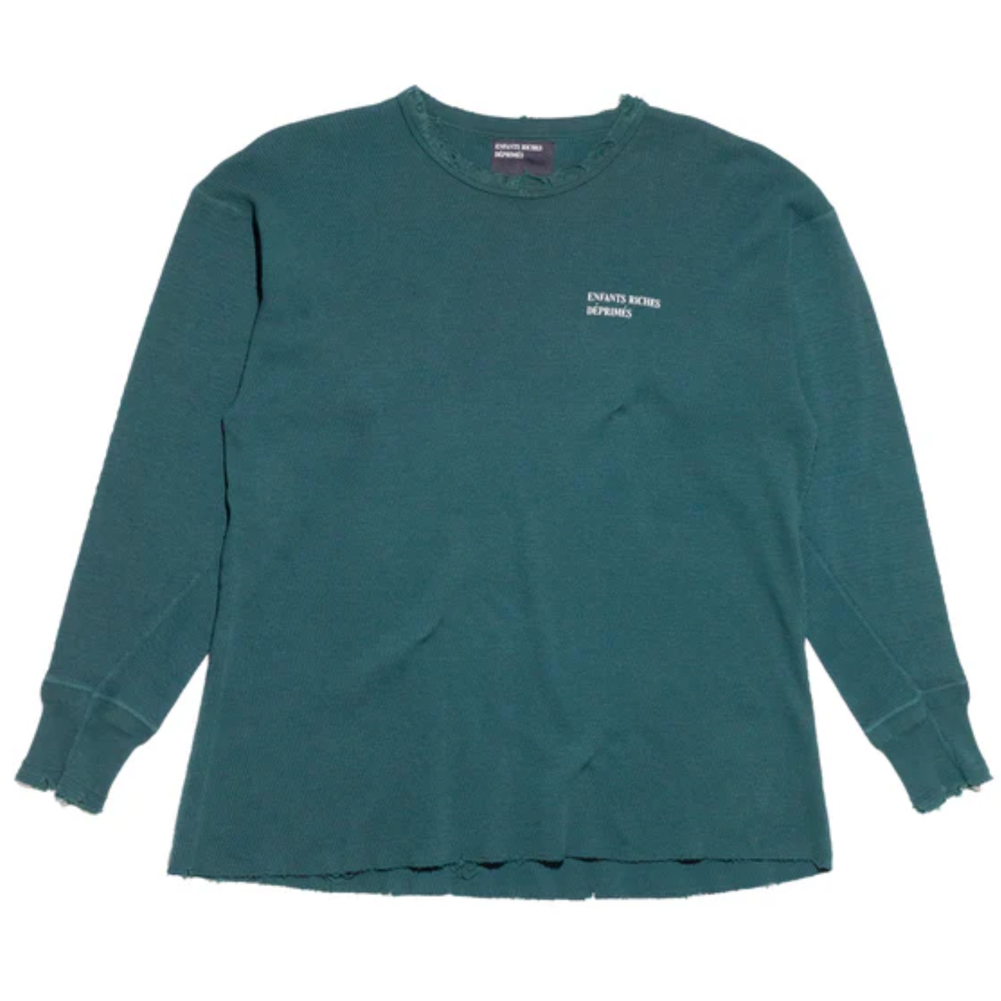 Enfants Riches Déprimés Classic Logo Distressed Thermal Long Sleeve Tee Forest Green
