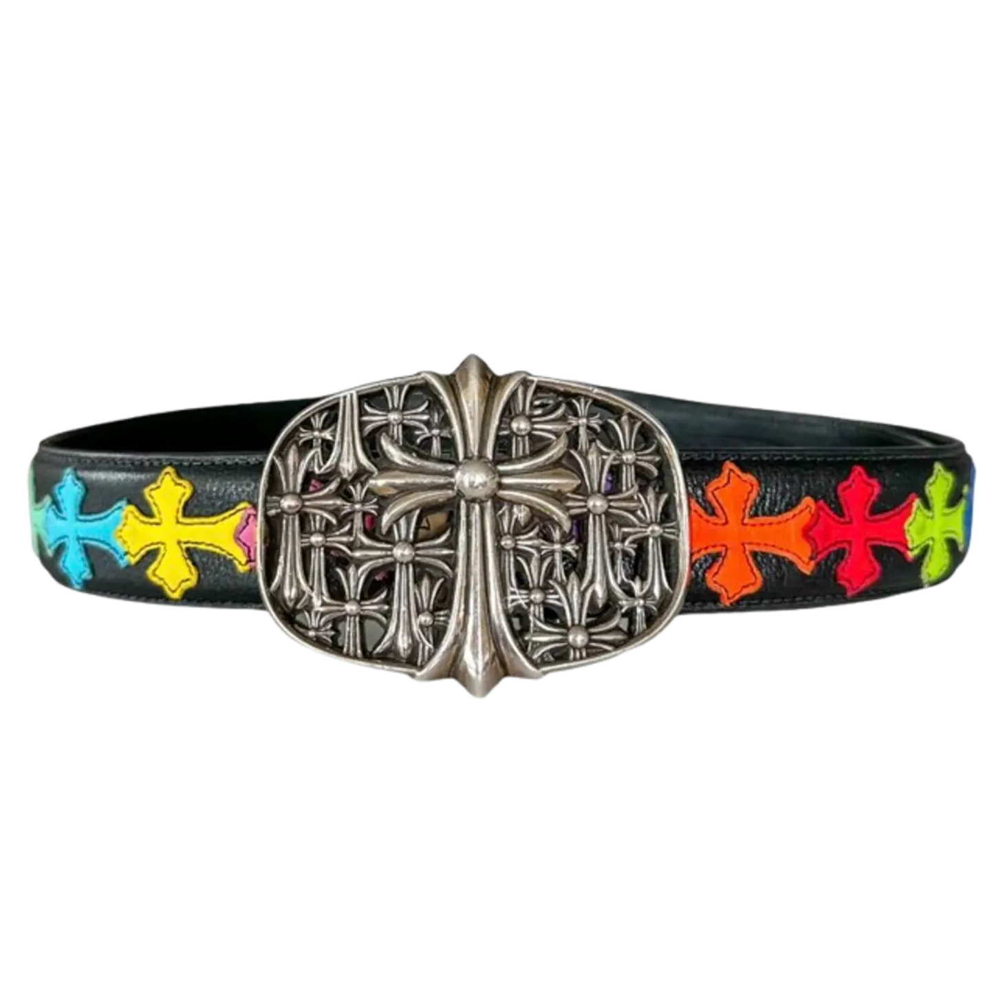 Chrome Hearts Black Multicolor Cross Patch Cemetery Belt