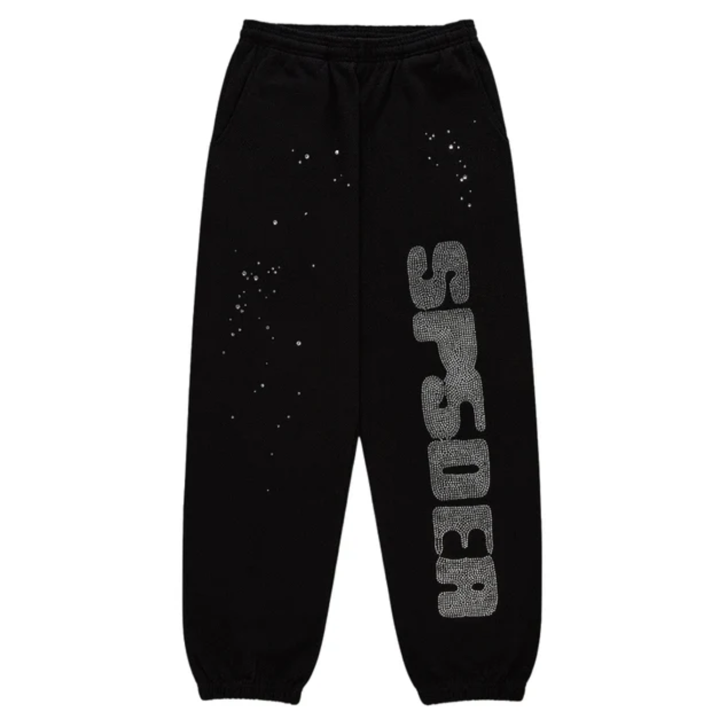 Sp5der Rhinestone Silk Sweatsuit Grey