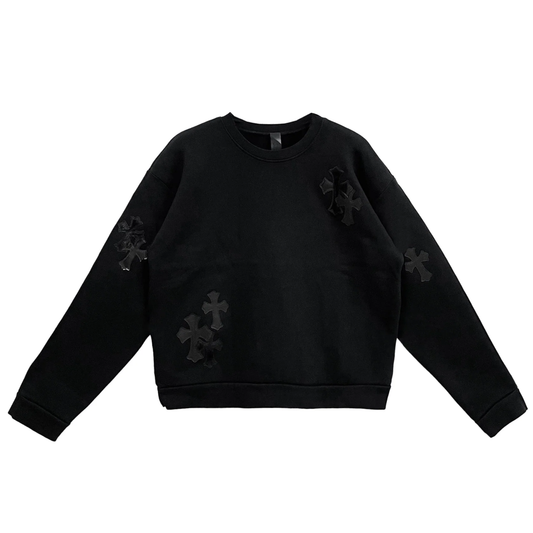 Chrome Hearts Black Pony Hair Patent Leather Cross Sweatsuit