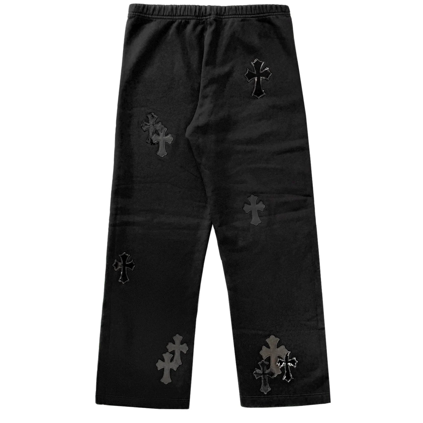 Chrome Hearts Black Pony Hair Patent Leather Cross Quarter Zip Sweatsuit