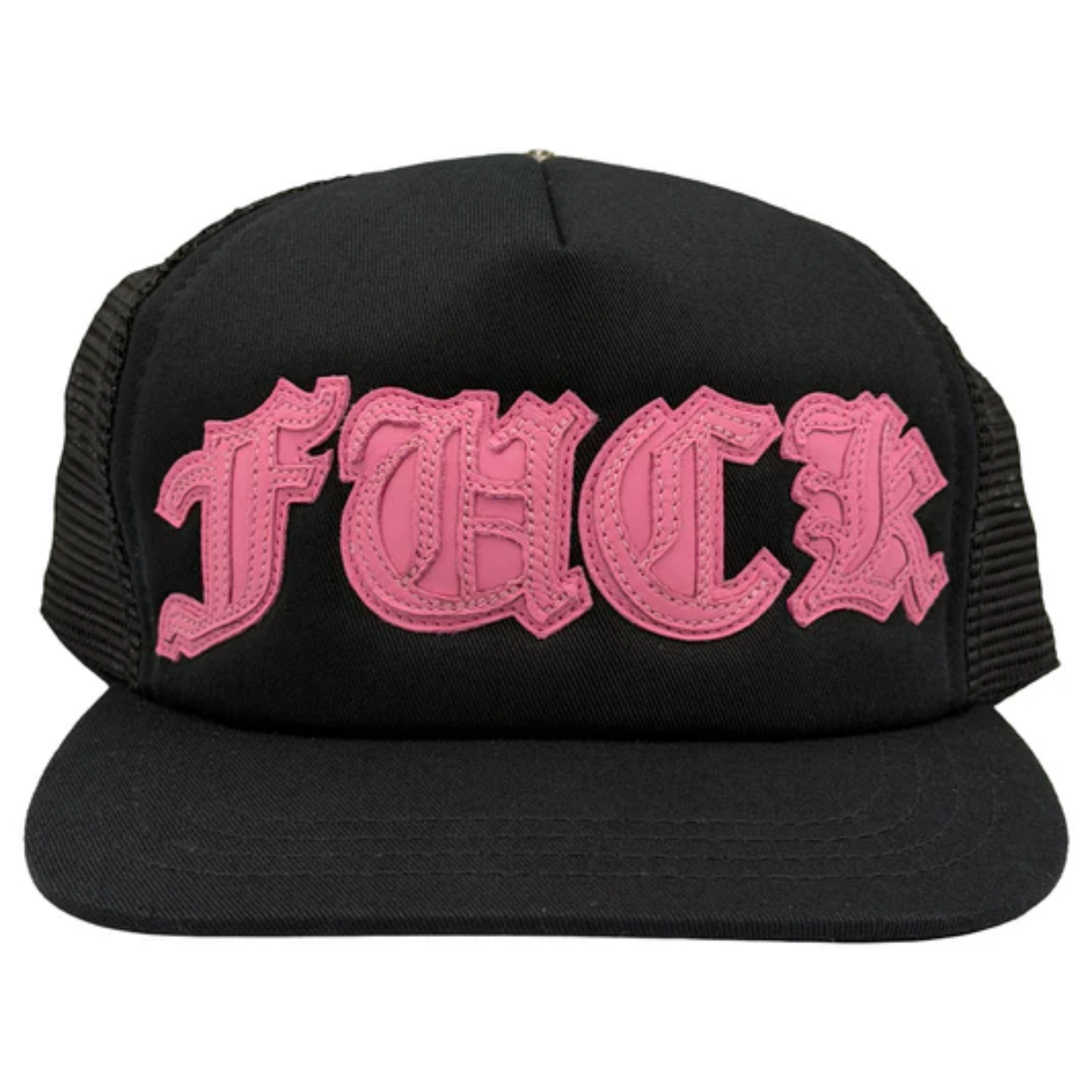 Chrome Hearts Leather F**K Patch Trucker Hat Black/Pink