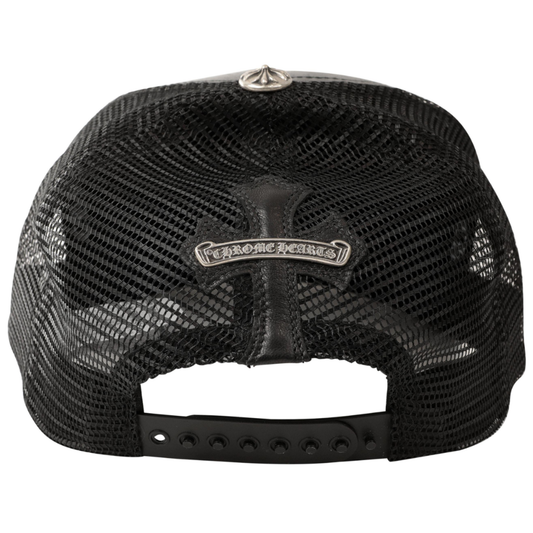 Chrome Hearts Black Leather Fleur de Lis Hat