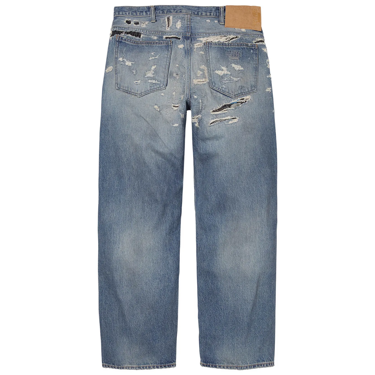 Supreme x MM6 Distressed Loose Fit Selvedge Jeans