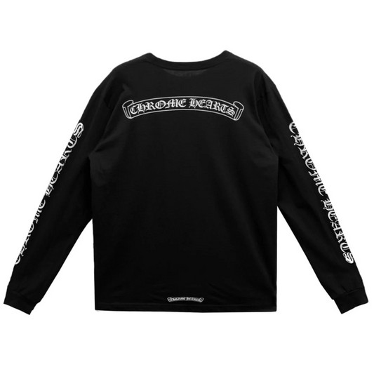 Chrome Hearts Scroll Logo Long Sleeve Tee Black