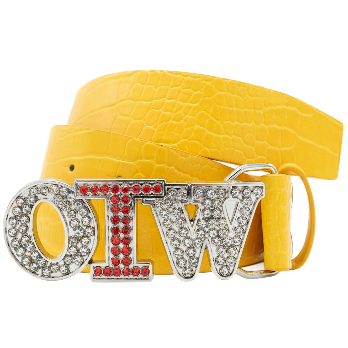 OTW Yellow Croc Rhinestone Belt