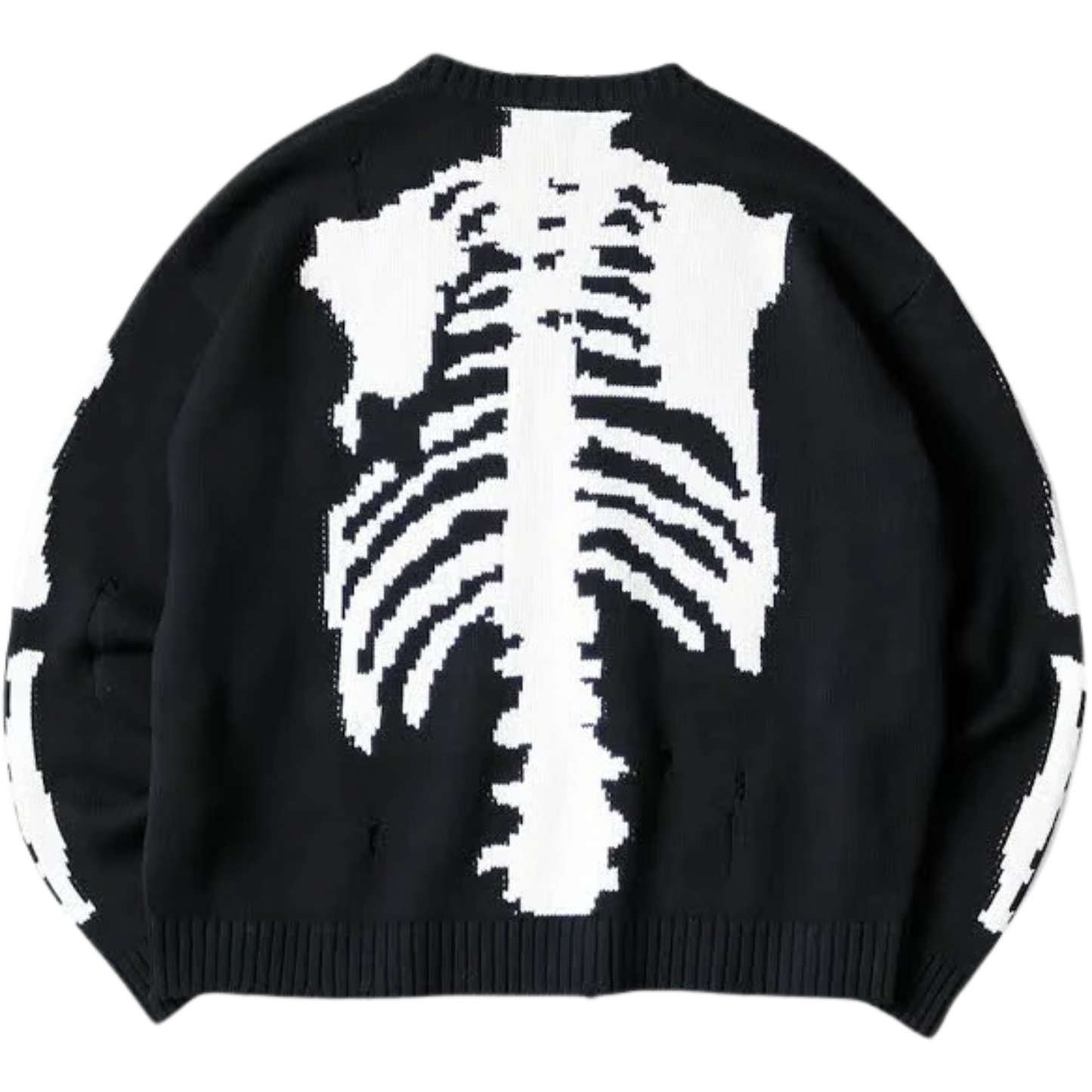 Kapital 5G Cotton Knit Bone Crew Sweater Black