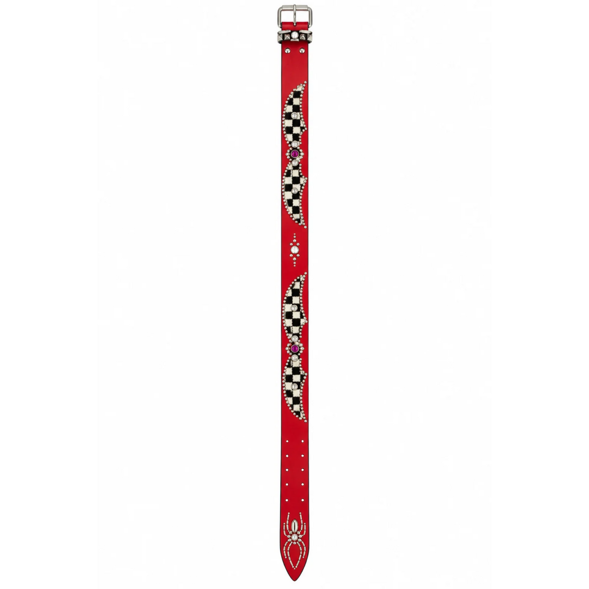 Mannahatta Spider Wing Checker Inlay Studded Belt