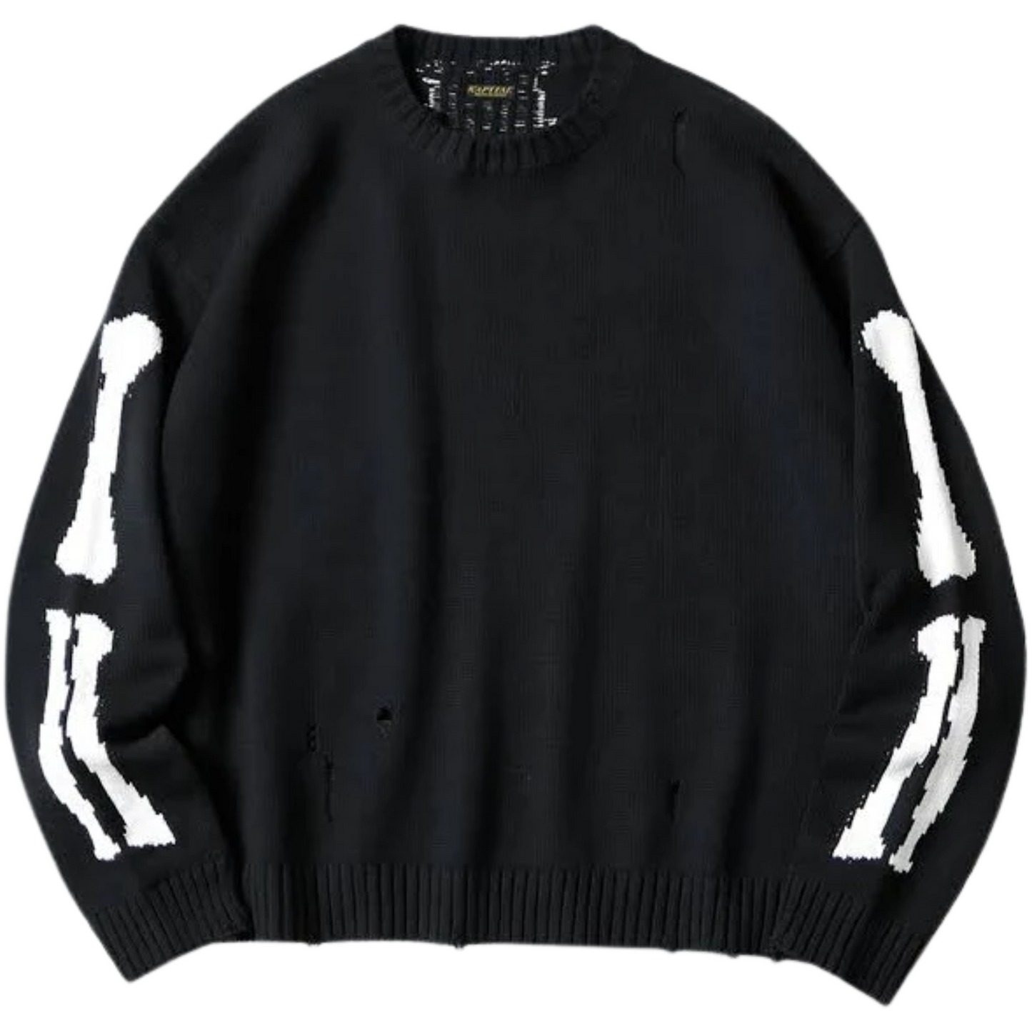 Kapital 5G Cotton Knit Bone Crew Sweater Black