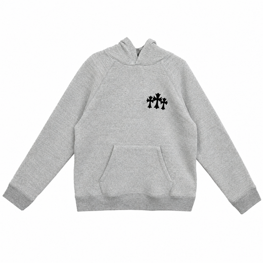 Chrome Hearts CH Logo Cross Leather Patch Pullover Sweatsuit Grey