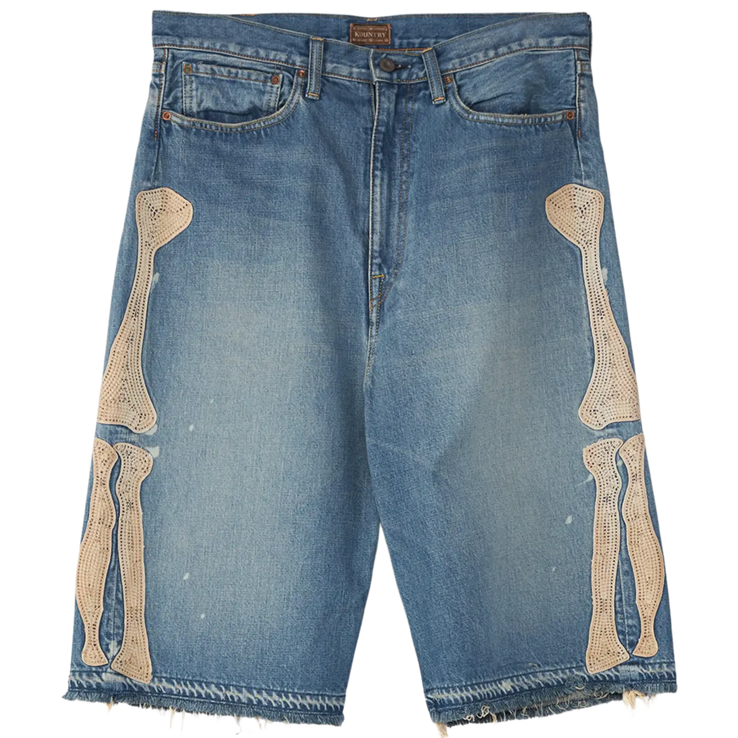 Kapital Bone Denim Shorts Blue