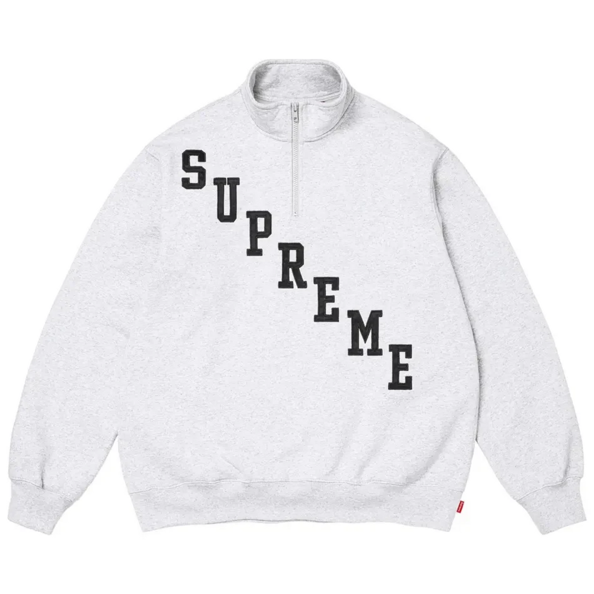 Supreme Slant Appliqué Half Zip Pullover Ash Grey