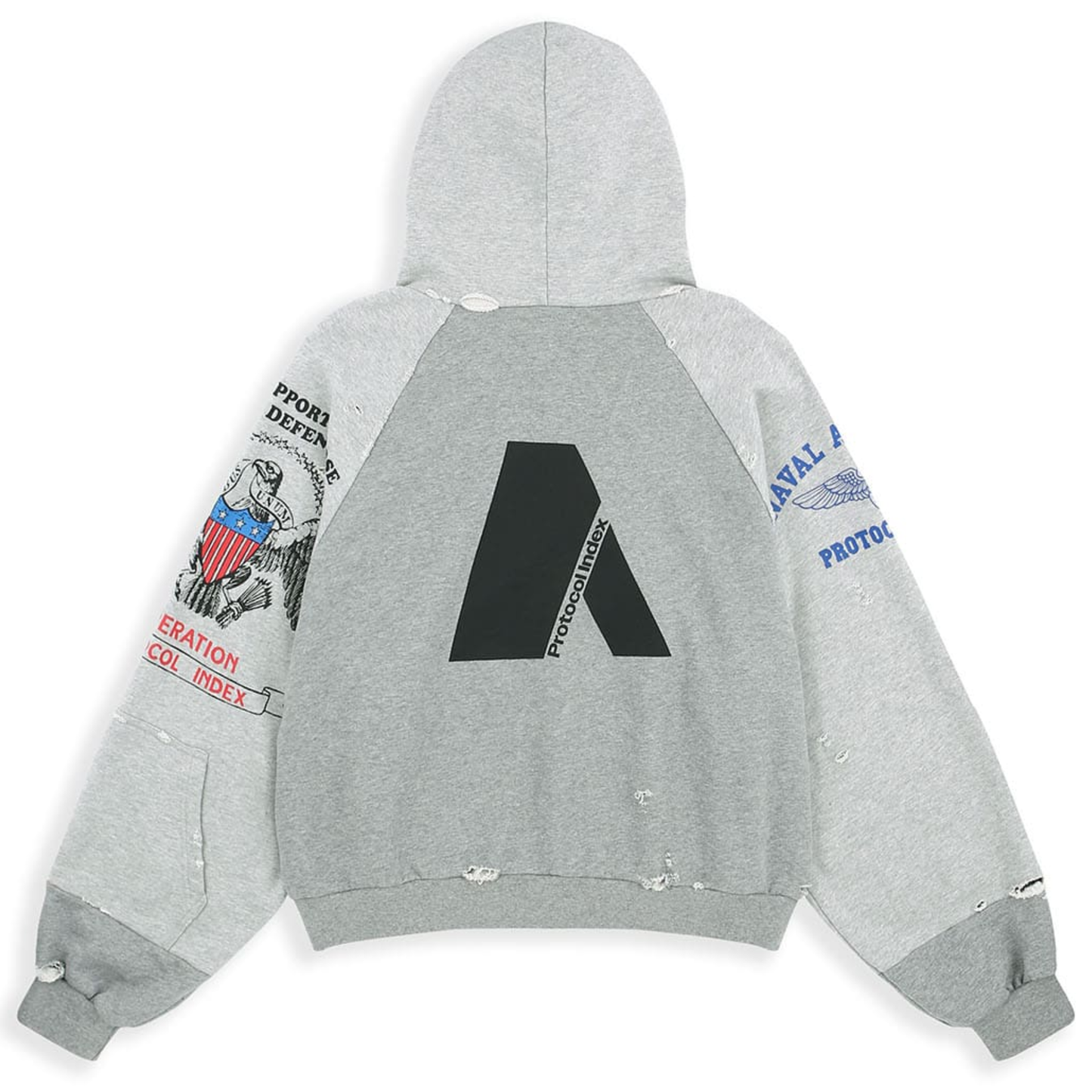 Protocol Index Reconstructed Zip Hoodie Melange Gray