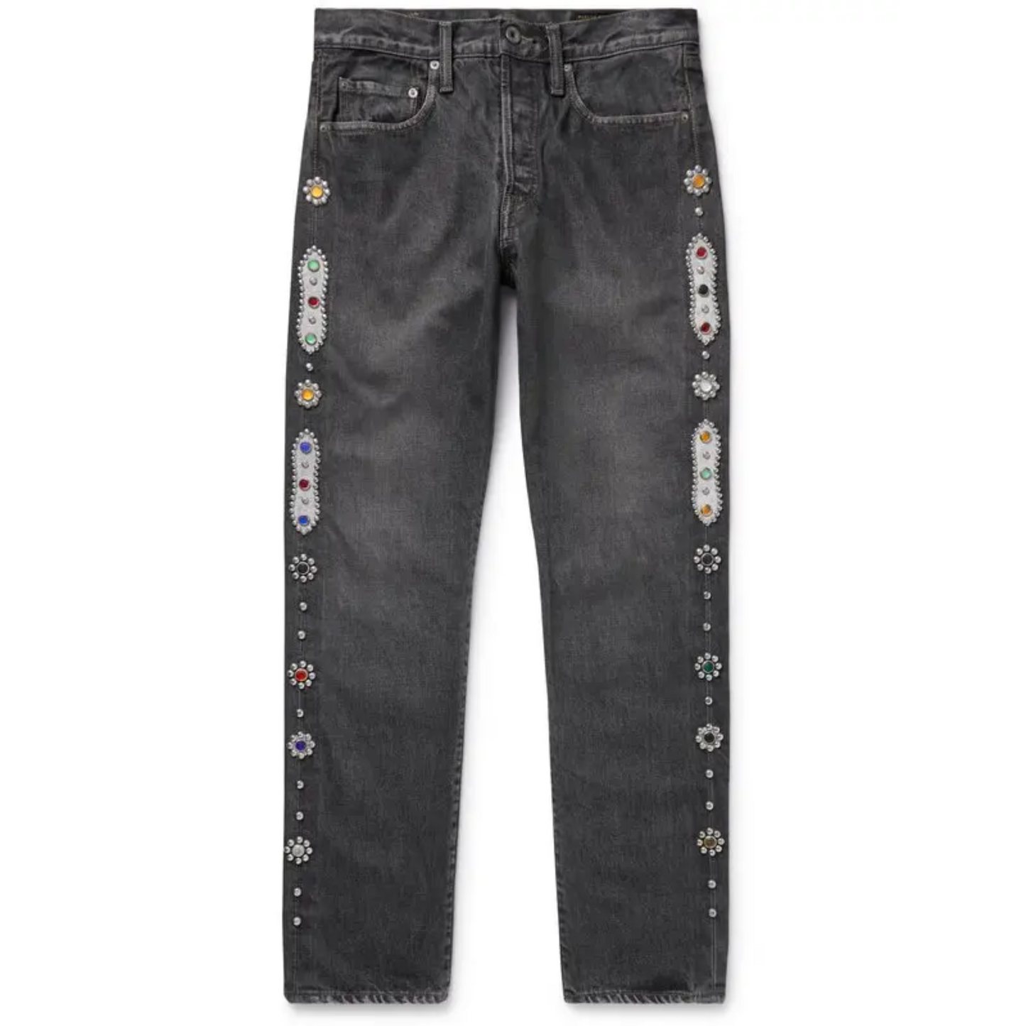 Kapital Kountry 14oz 5P Monkey Cisco Studded Remake Jeans Black