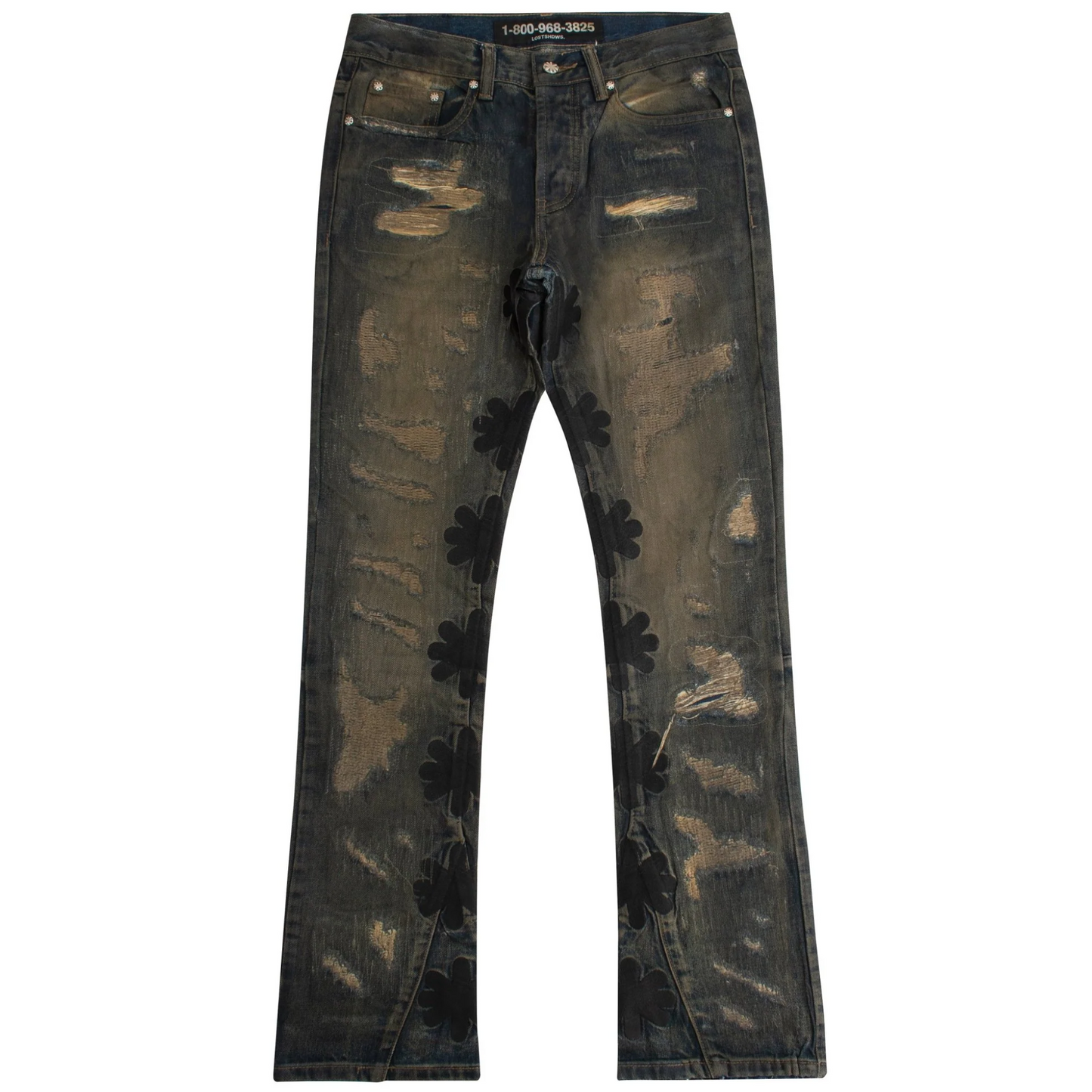 LostShdws Destroyed Waxed Denim Pant Black